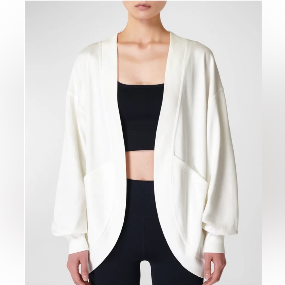 Sweaty Betty Cora long line cardigan in cream. Size Medium